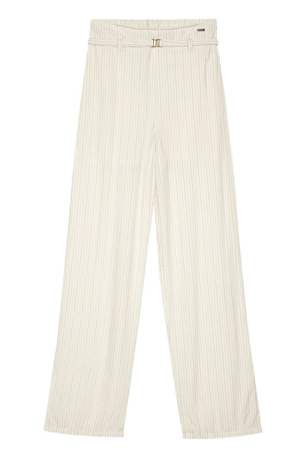 Vista 2 Calça Pantalona Feminina Listrada Marialícia Marialícia bege