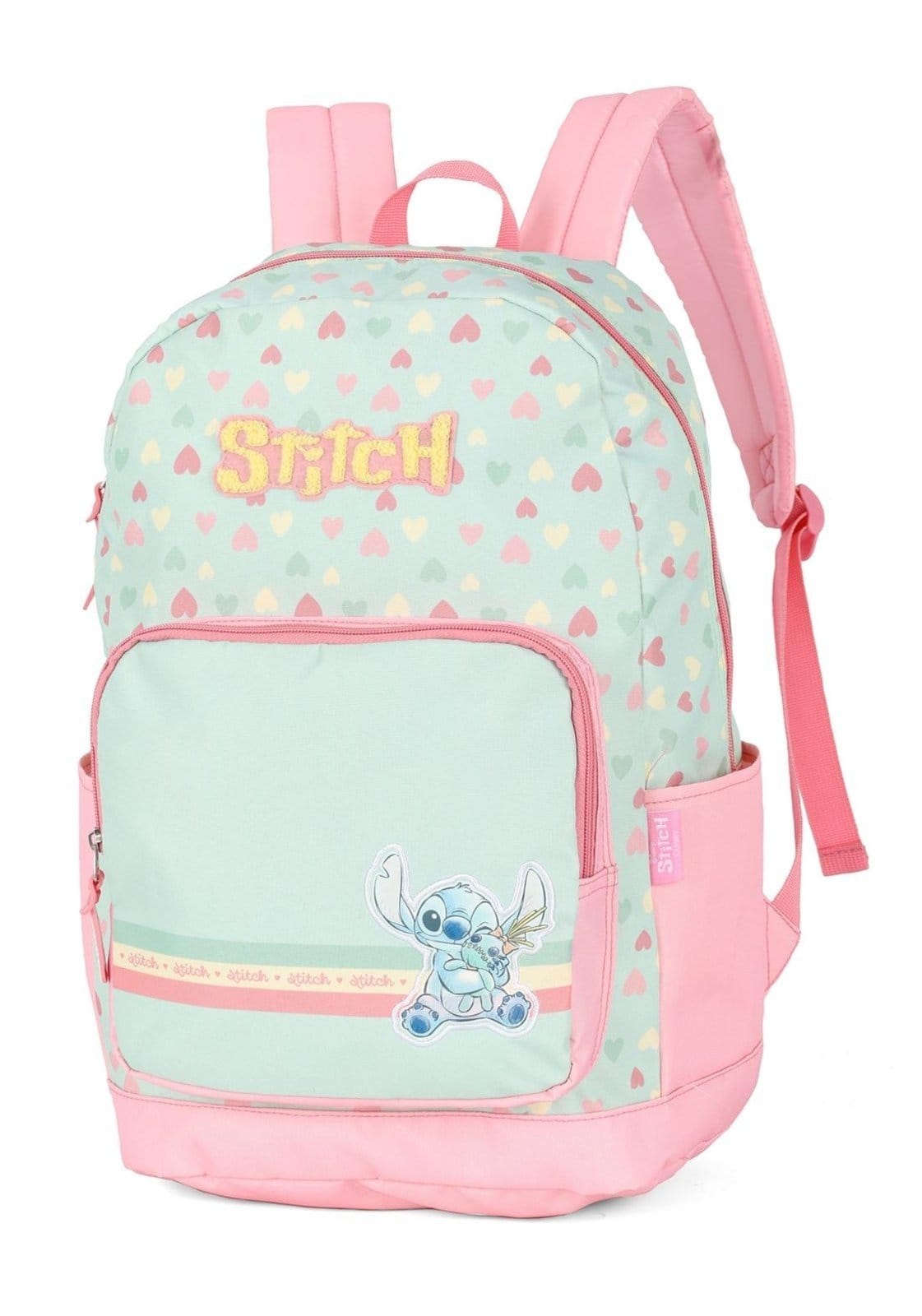 Vista 2 Infantil - Mochila de Costas Média Stitch Disney Luxcel verde