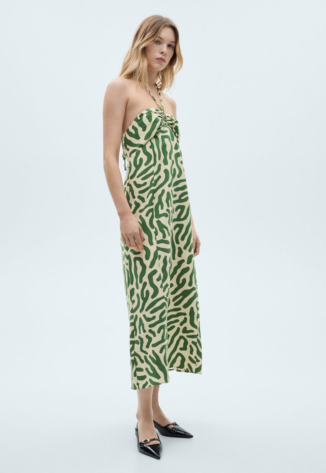 Vestido Frente Única Mango Midi Cactus Off-White