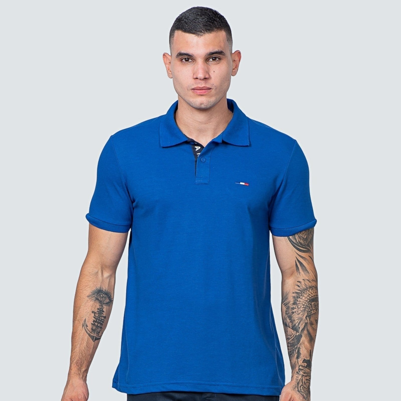 Kit 2 Polos Masculina Básicas Vih Triny Royal e Bordô Piquet no Estilo Tommy Bordado França - 2