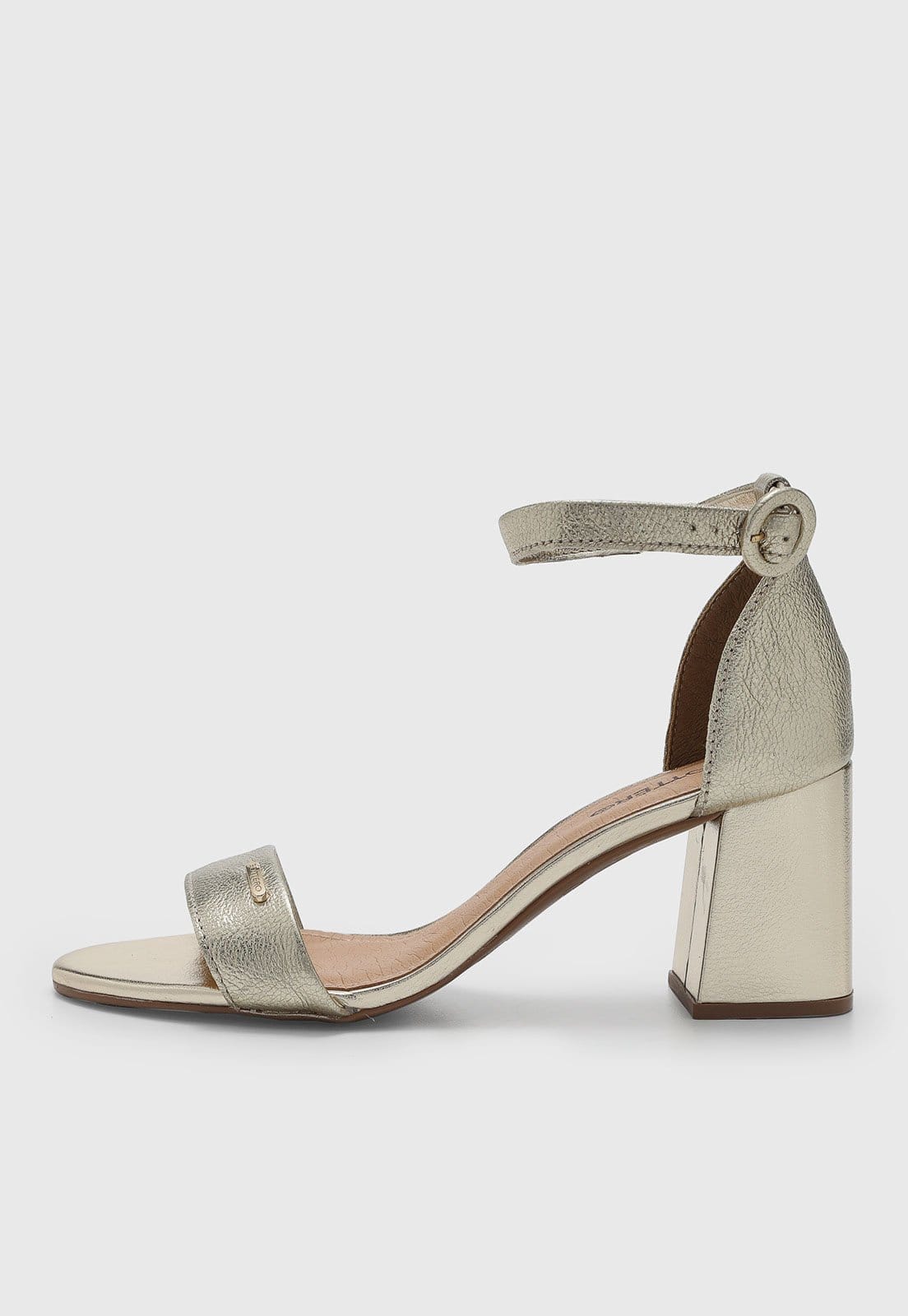 Sandália Feminina Bottero Salto Bloco Metalizada Dourada