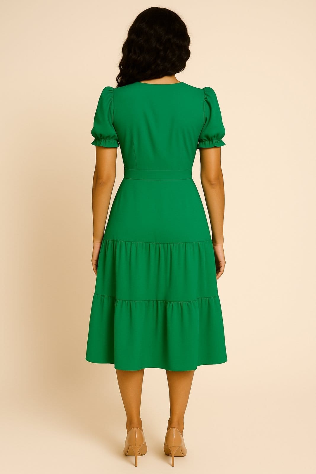 Vista 2 Vestido Longo D Bell Outlet Fashion Manga Bufante D BELL OUTLET FASHION verde