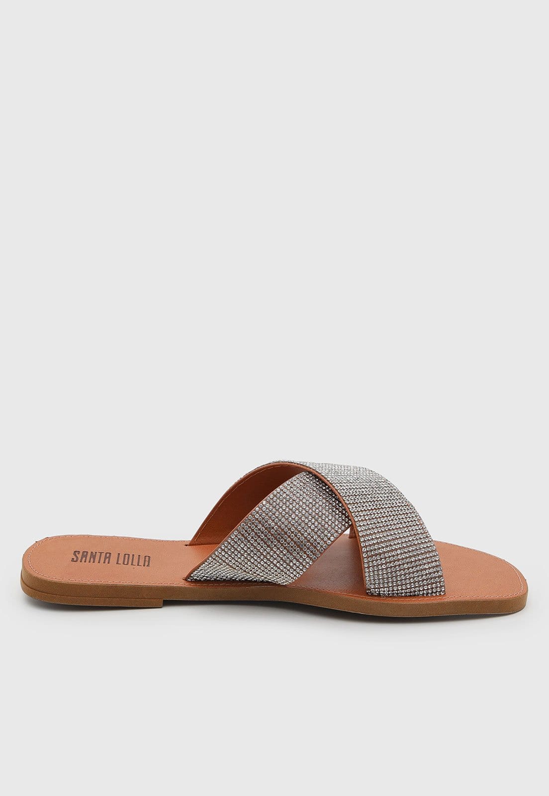 Vista 2 Rasteira Feminina Santa Lolla Strass Santa Lolla bege