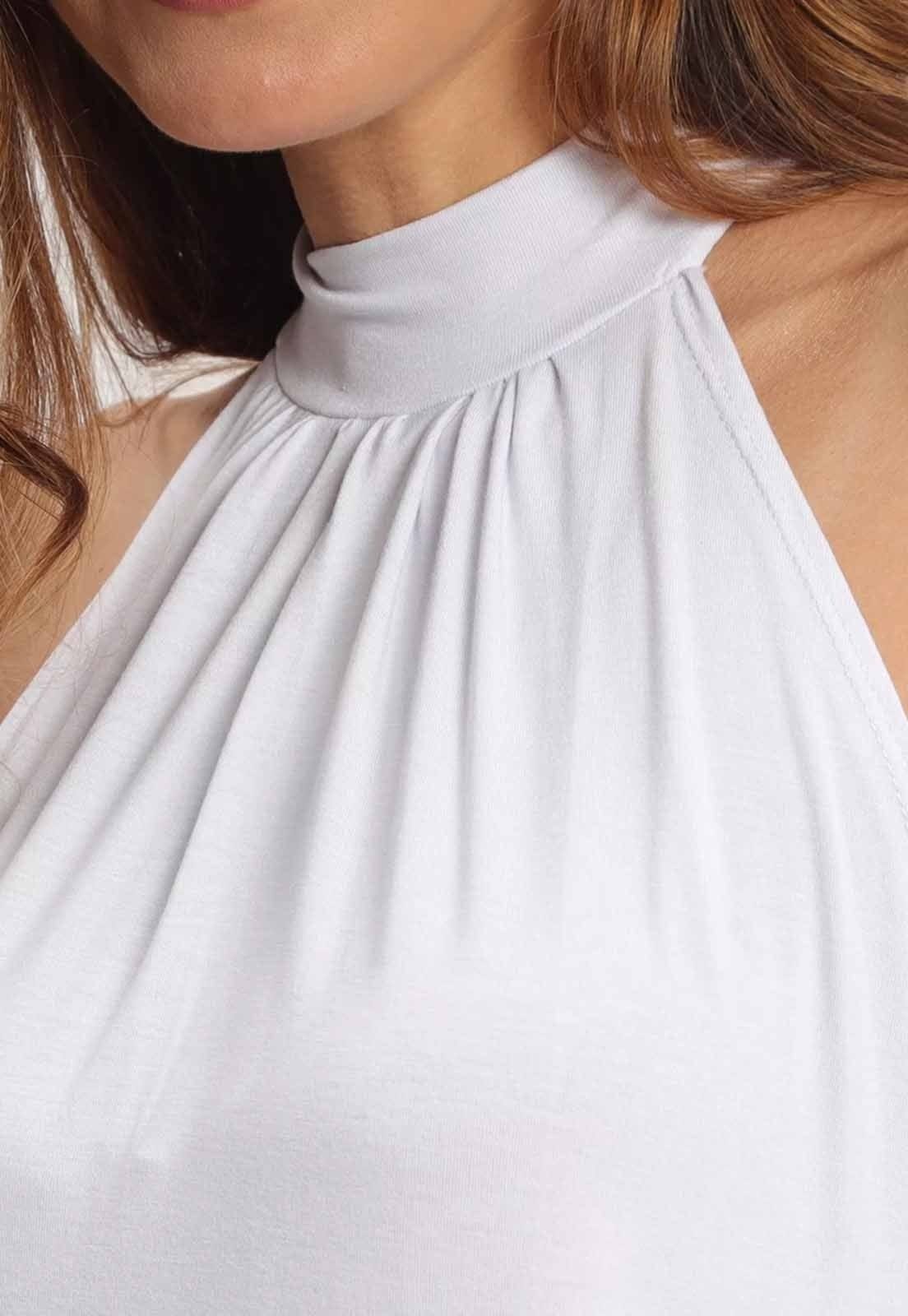 Vista 2 Vestido Maria Paes Gola Alta Maria Paes branco