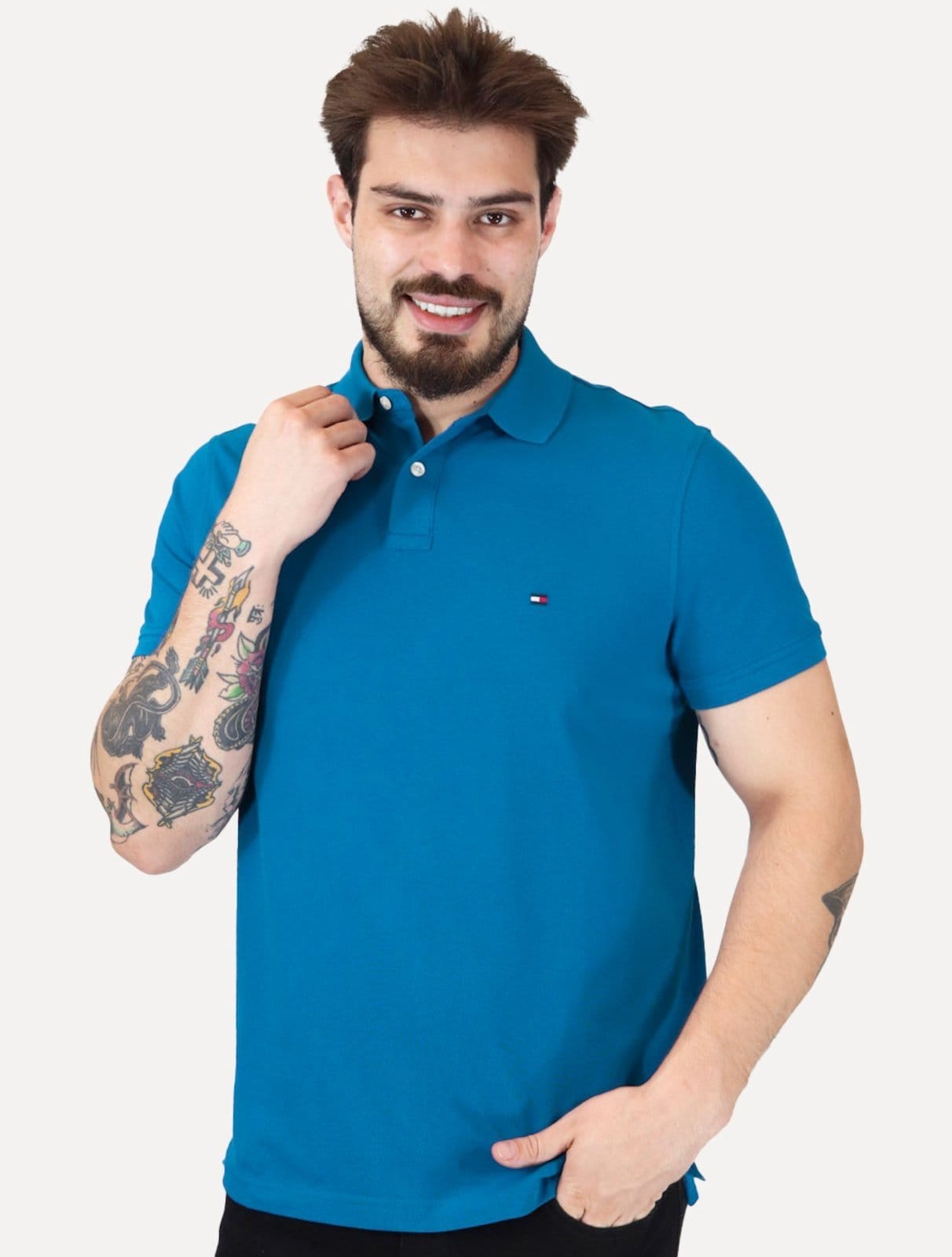 Polo Tommy Hilfiger Masculina Regular Piquet 1985 Vibrant Royal