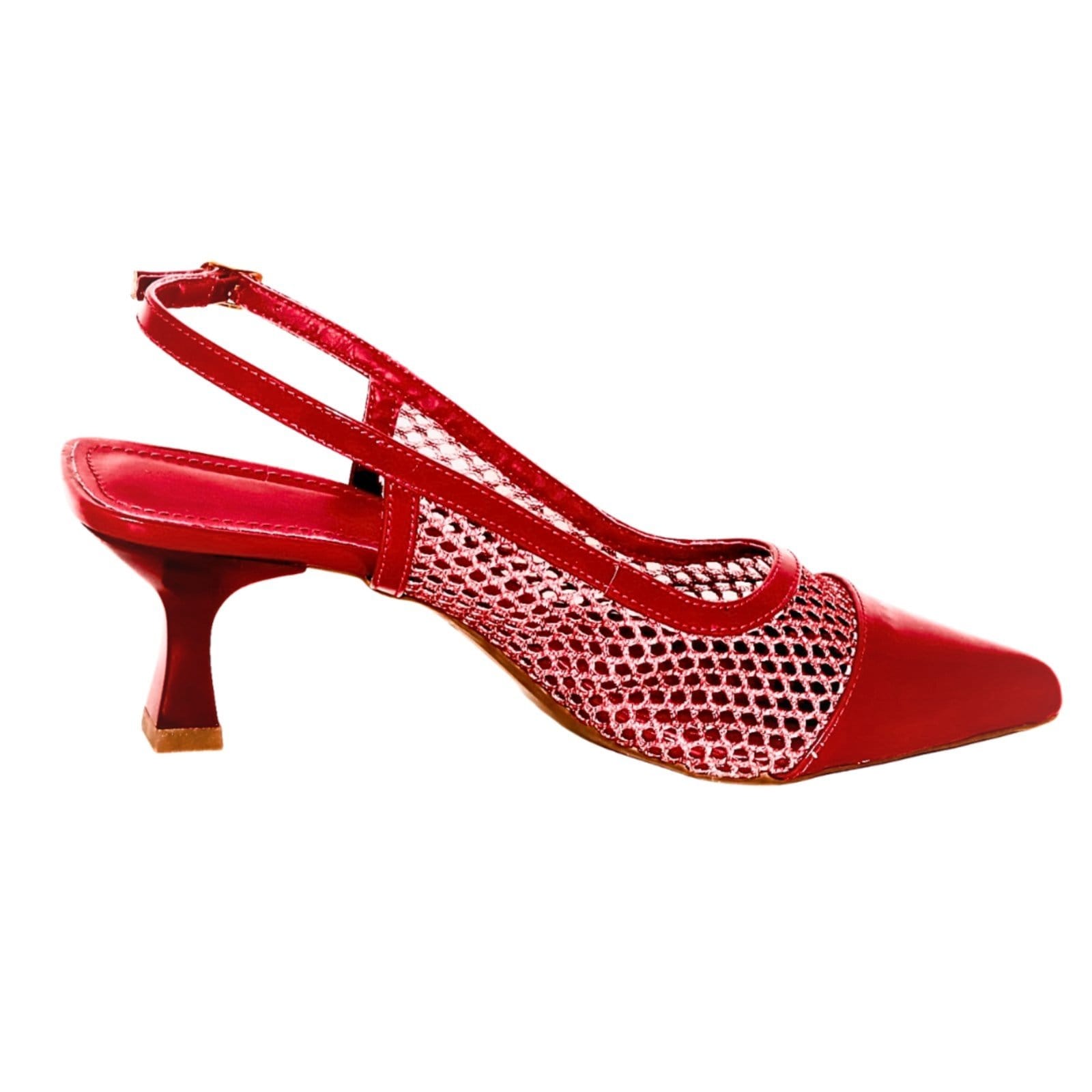 Scarpin Flor da Pele Slingback com Tela 5600
