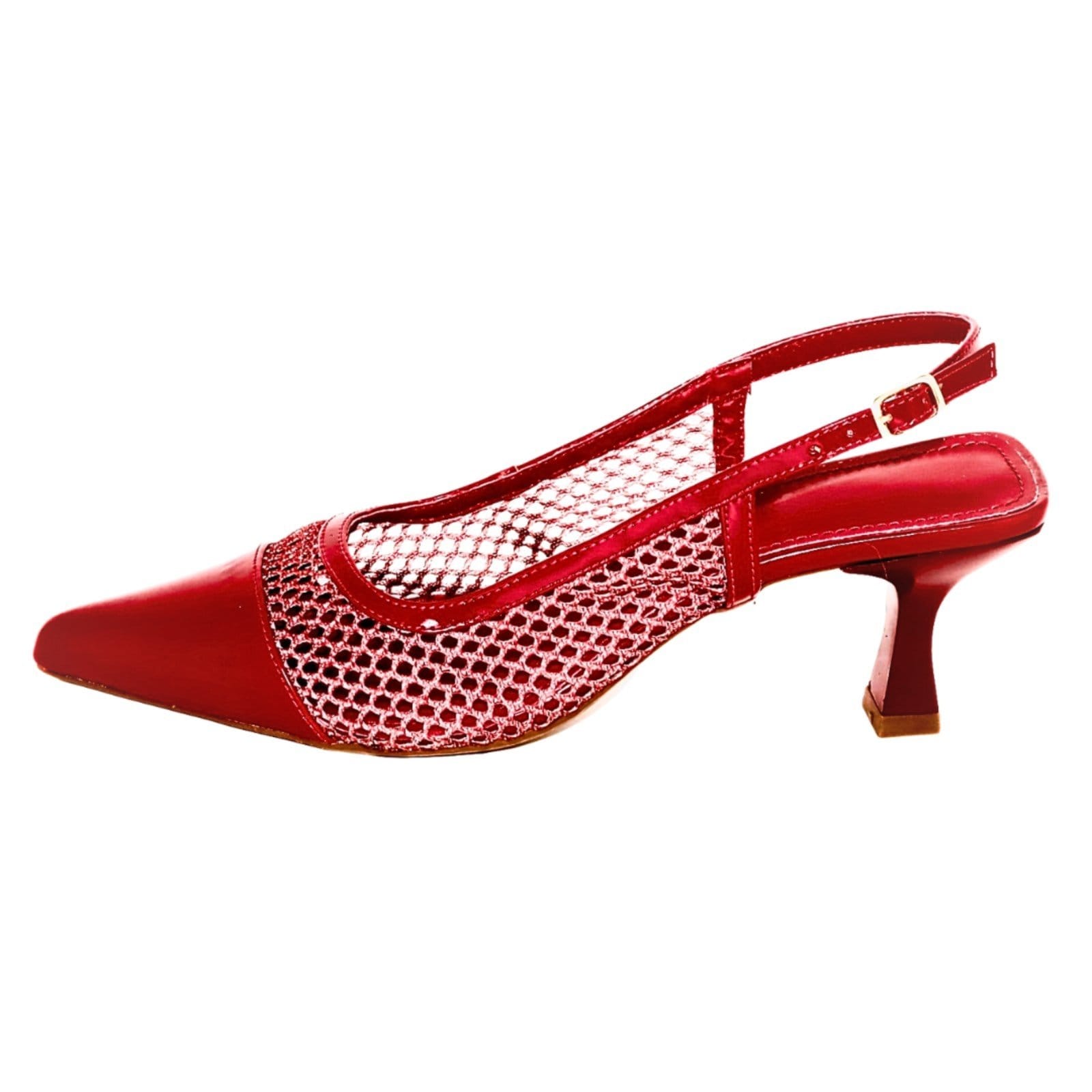 Vista 2 Scarpin Flor da Pele Slingback com Tela 5600 Flor da Pele vermelho