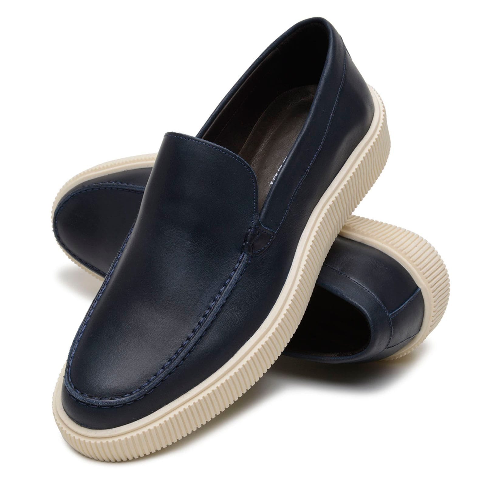 Sapato Casual Masculino Veritimo Mocassim De Couro Loafer Slip On Conforto Dia a Dia Azul