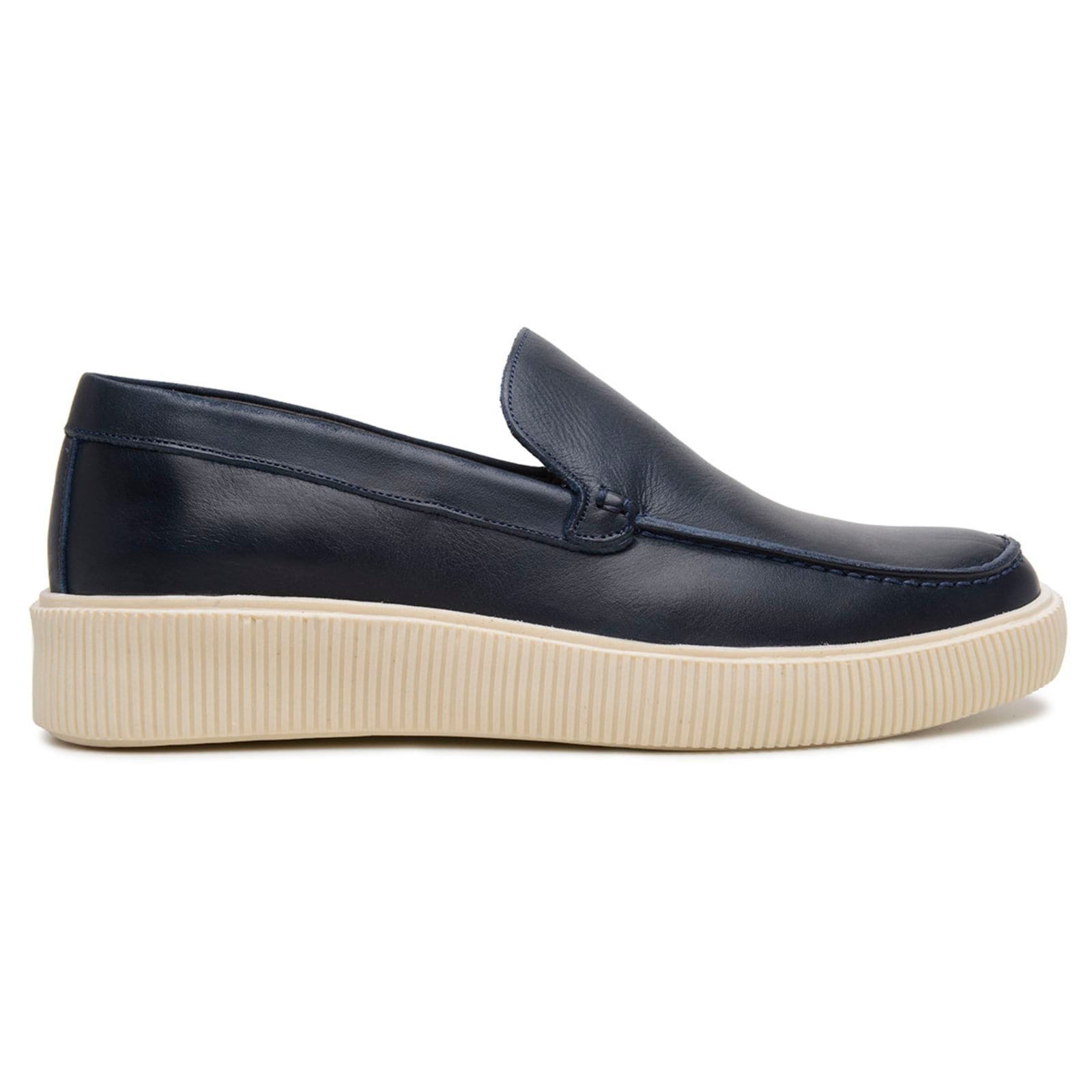 Vista 2 Sapato Casual Masculino Veritimo Mocassim De Couro Loafer Slip On Conforto Dia a Dia Azul Veritimo azul marinho