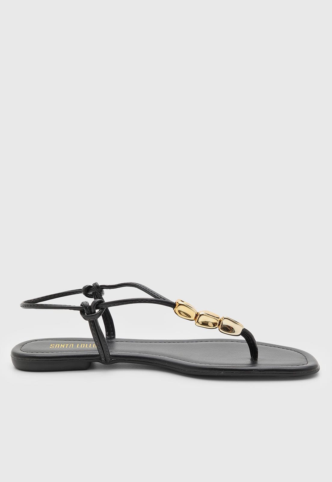 Vista 2 Rasteira Feminina Santa Lolla Detalhe Metálico Preta Santa Lolla preto