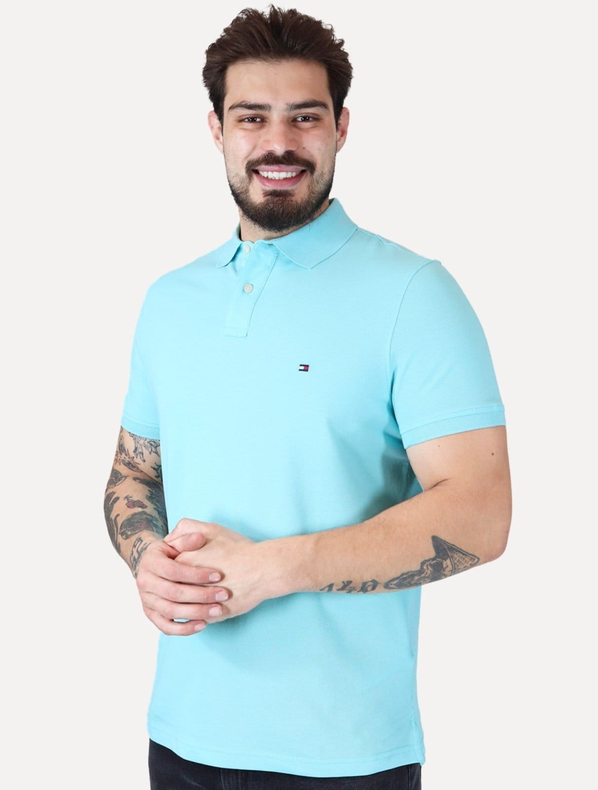 Polo Tommy Hilfiger Masculina Regular Piquet 1985 Dewy Claro