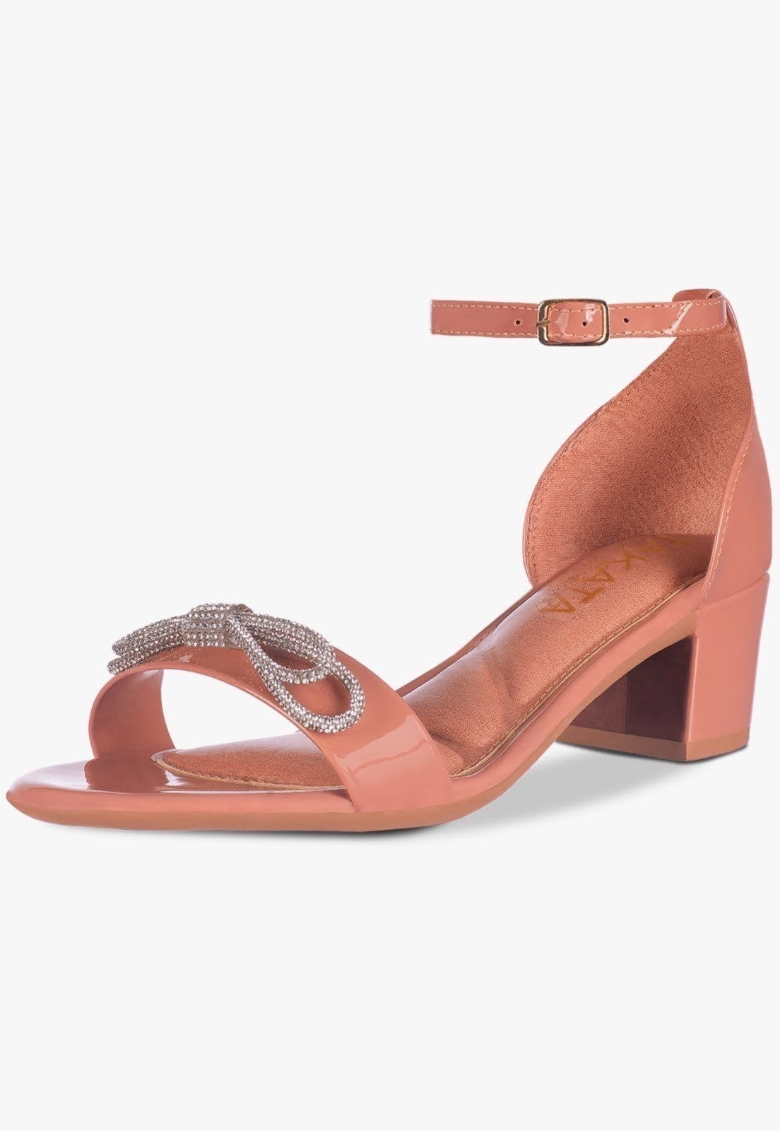 Sandália Feminina Salto Quadrado Bloco Baixo Laço Cristal