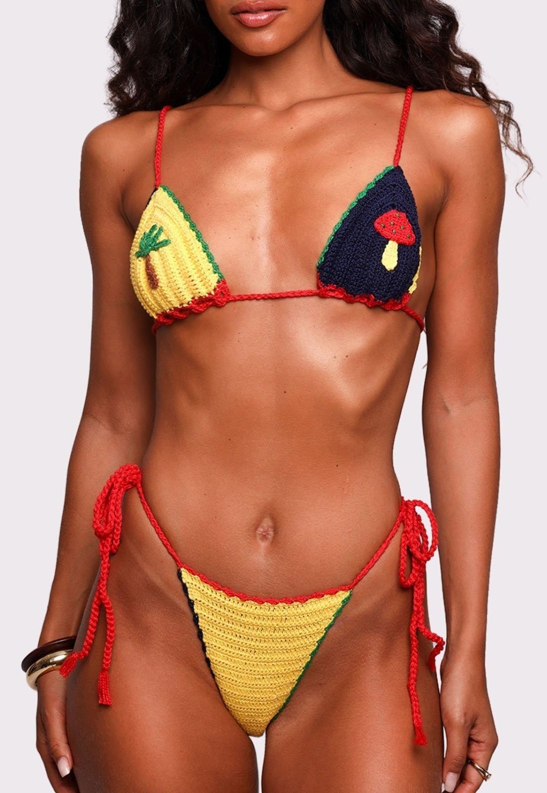 calcinha colorida de crochê irie Colorido