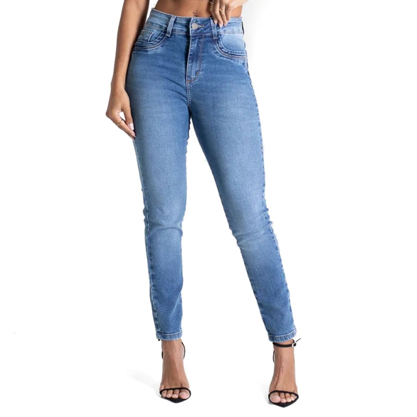 Calça Jeans Feminina Sawary Push Up Escuro
