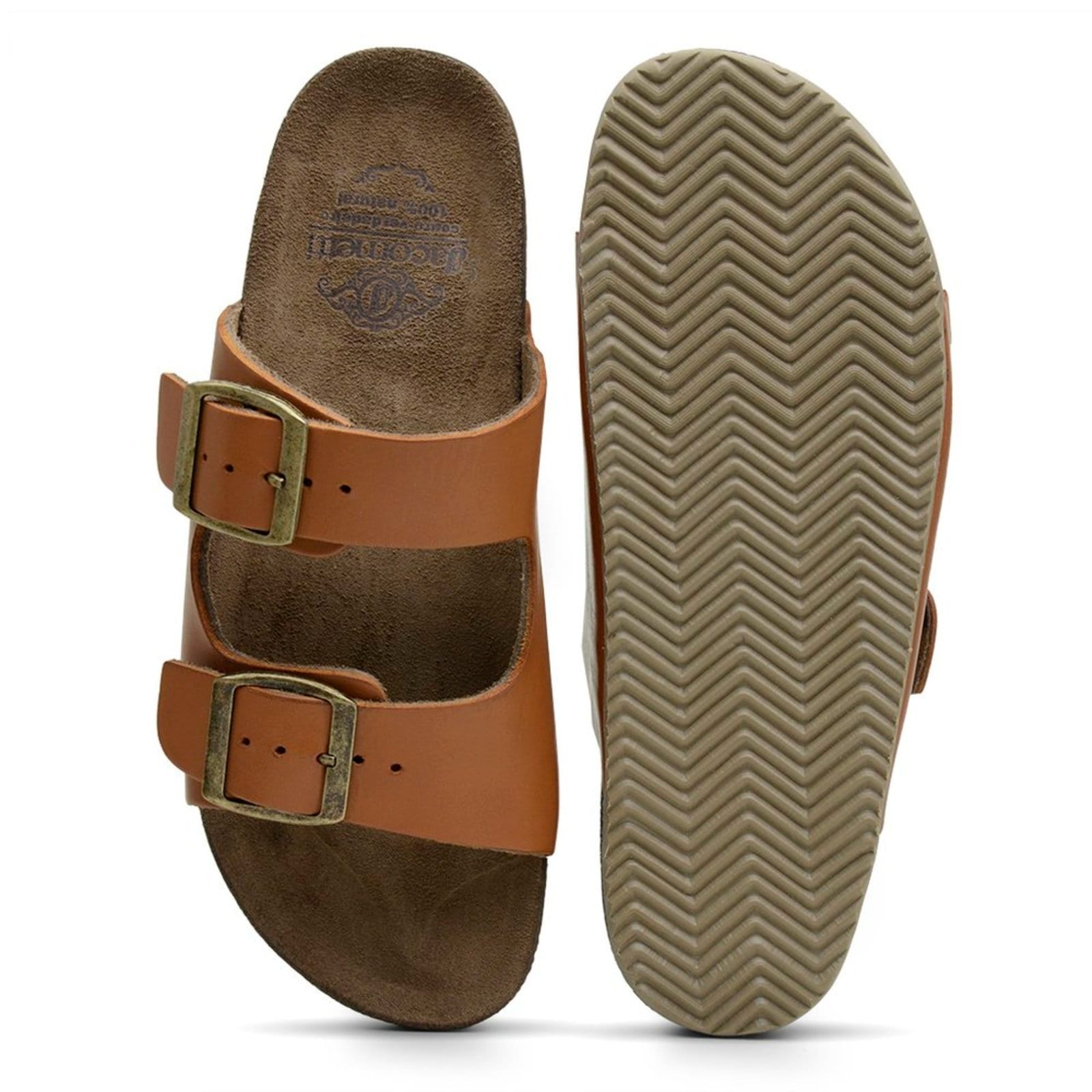 Vista 2 Sandália Papete Jacometti de Couro Tan Jacometti castanho tan