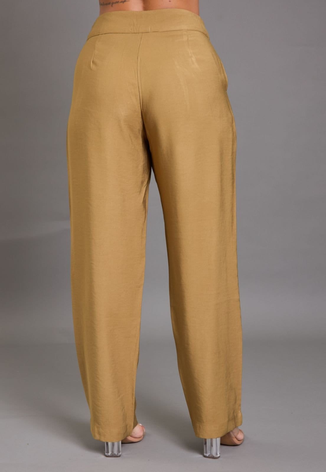 Vista 2 Calça Pantalona Feminina com Pregas em Viscose DIALOGO verde/verde militar/verde oliva verde