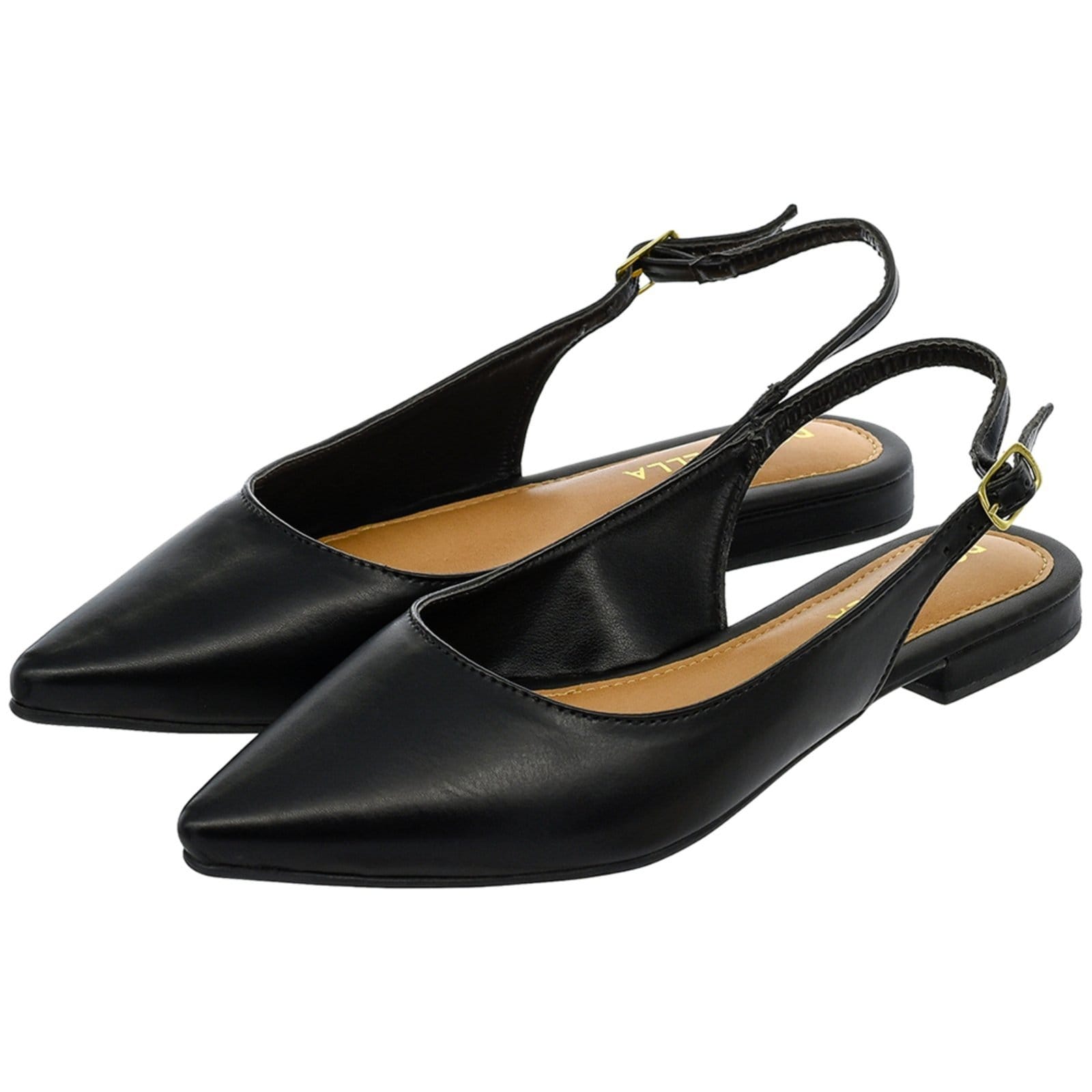 Vista principal Sapatilha Feminina Bico Fino Mule Slingback CM Calçados Clássica Lisa Monte Shoes preto
