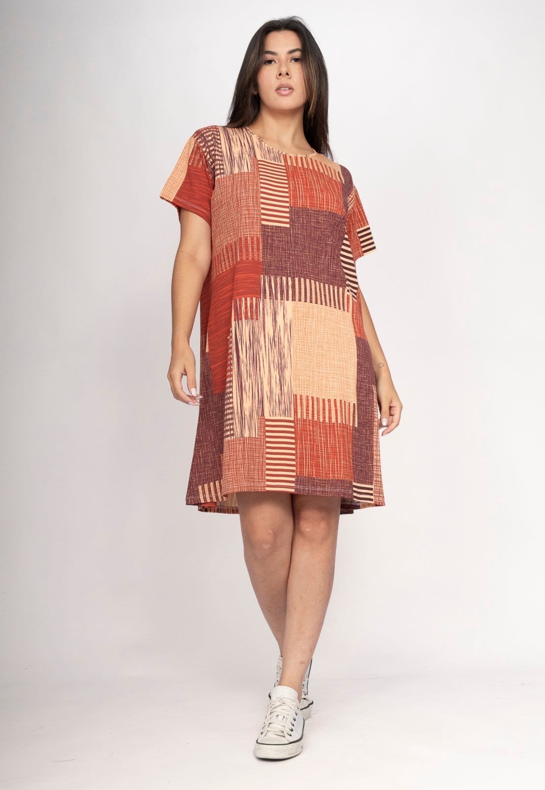 Vista 2 Vestido Amazonia Vital Amanayara Curto Malha Tramas da Sol Amazonia Vital estampado