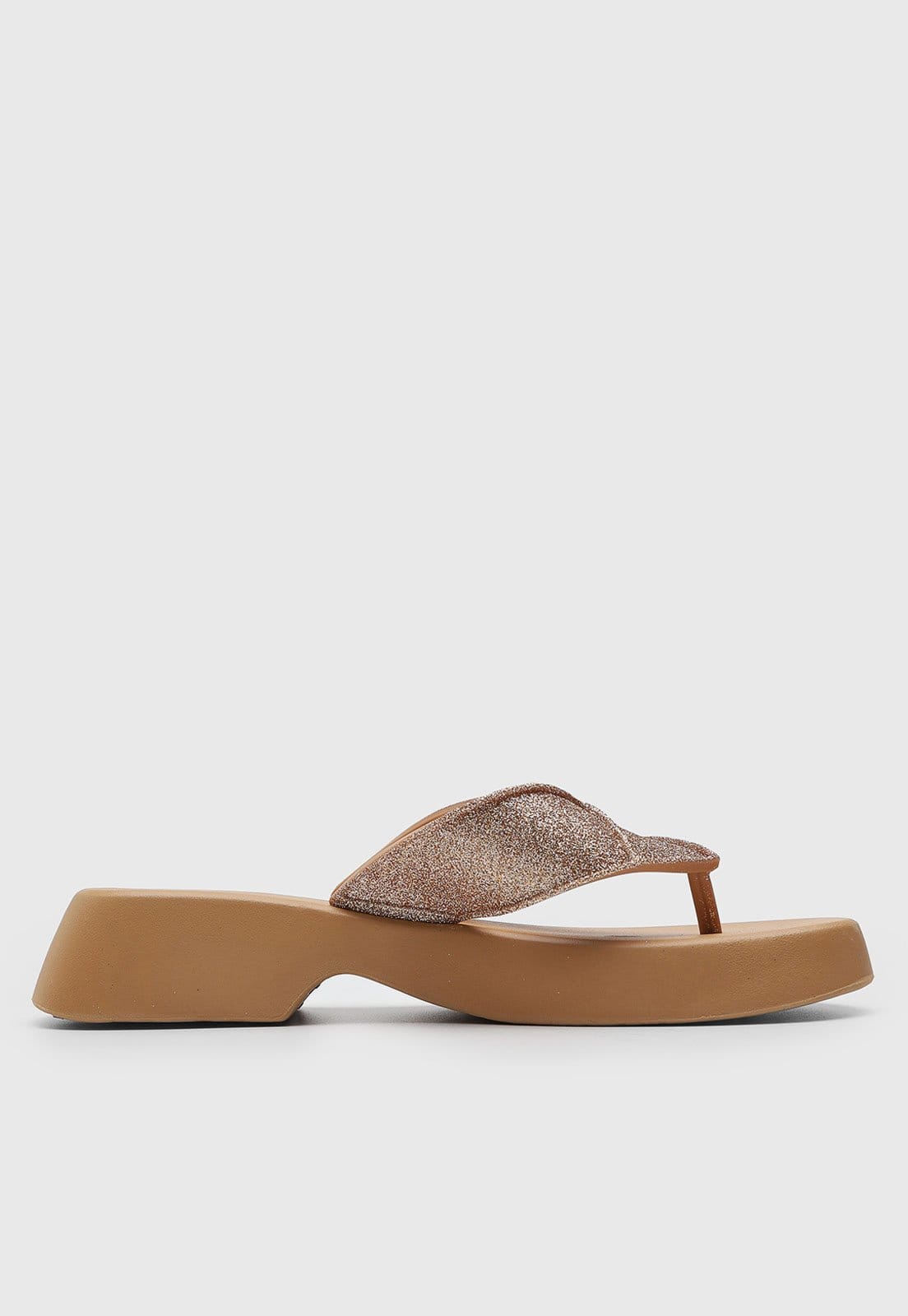 Vista 2 Sandália Feminina Melissa Glitter Rosê Baixa Melissa bege