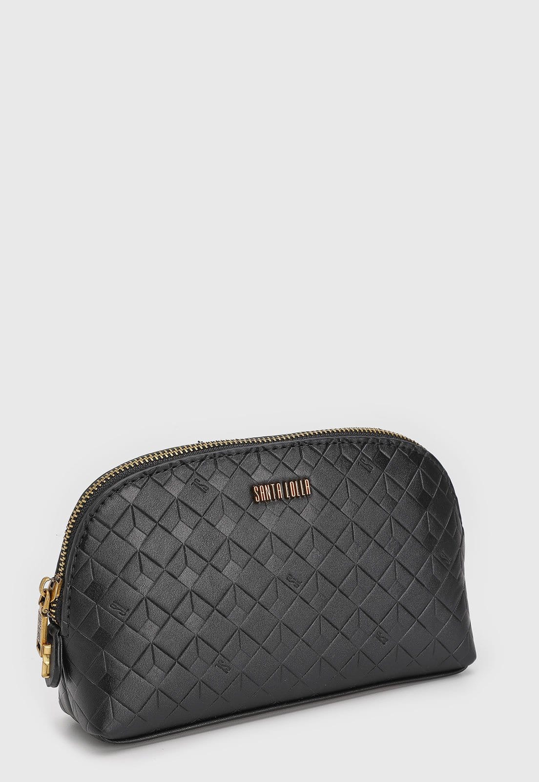 Vista 2 Necessaire Feminina Santa Lolla Texturizada Preta Santa Lolla preto