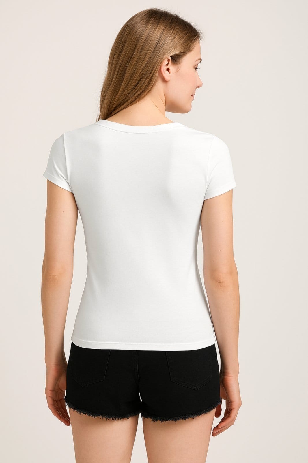 Vista 2 Blusa D Bell Outlet Fashion Baby Look Básica Branca D BELL OUTLET FASHION branco