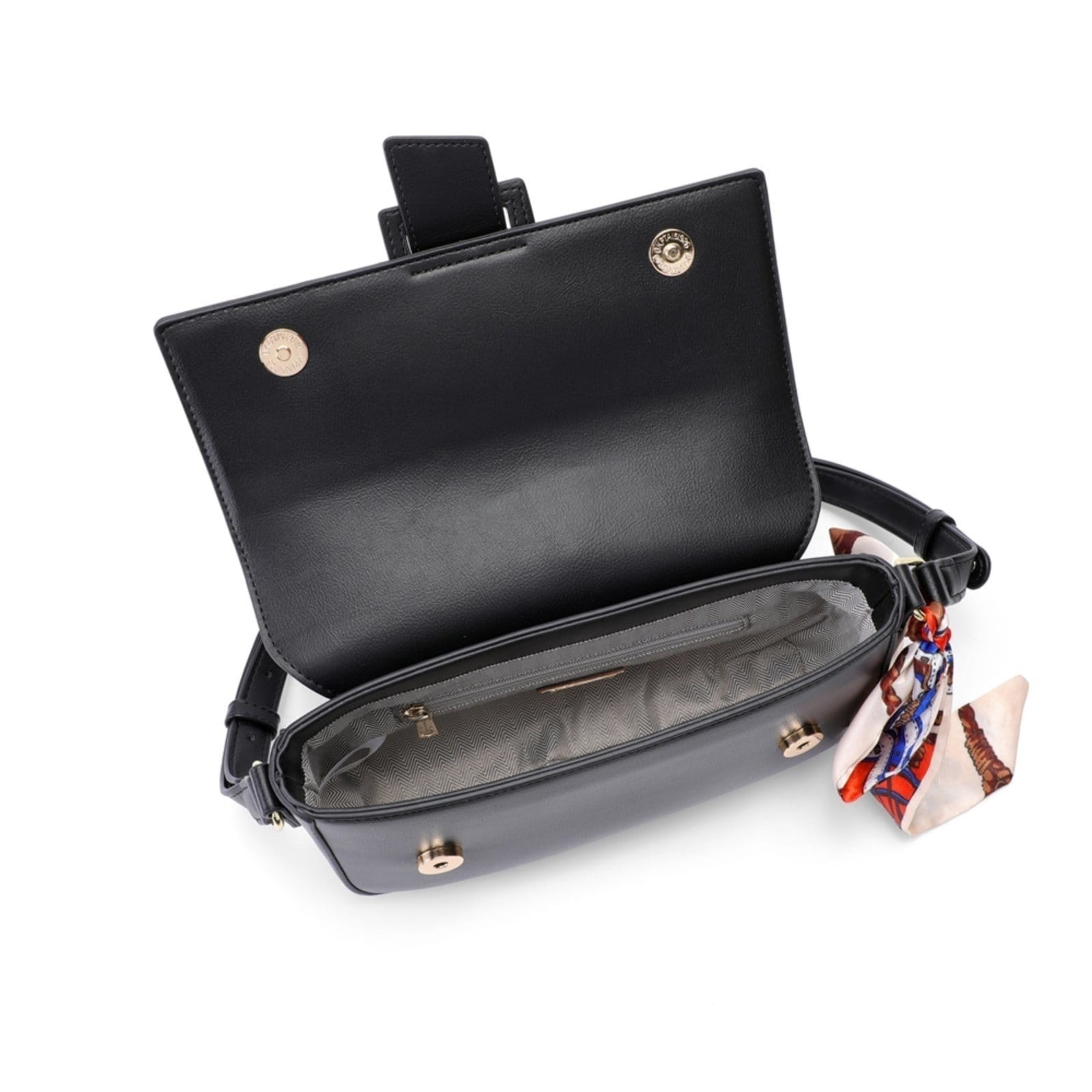 Vista 2 Bolsa Feminina Perfect For You Alça Transversal Couro Pequena Preta Impermeável Reforçada Perfect For You preto