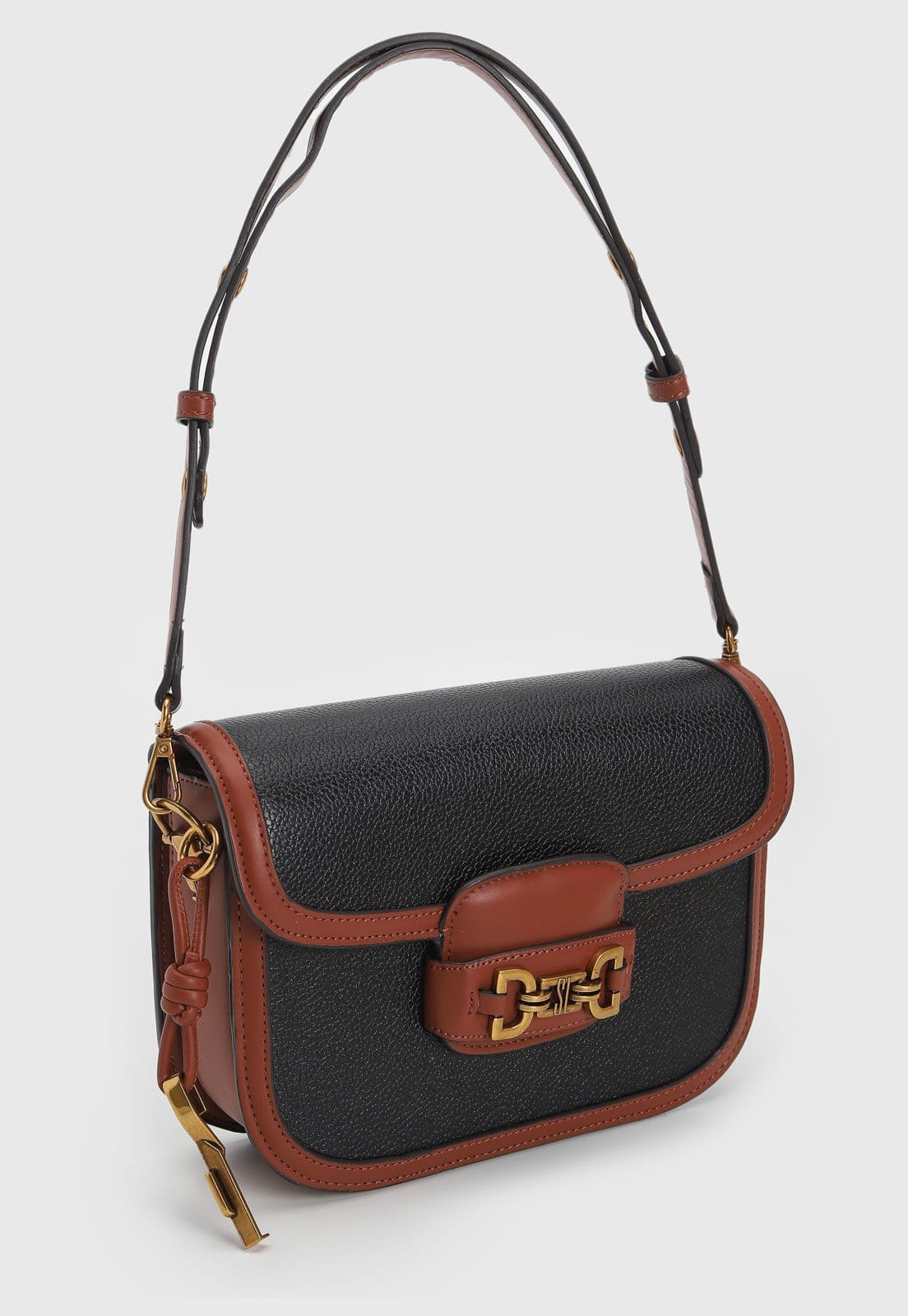 Vista 2 Bolsa Tiracolo Santa Lolla Alça Ajustável Preta Santa Lolla preto