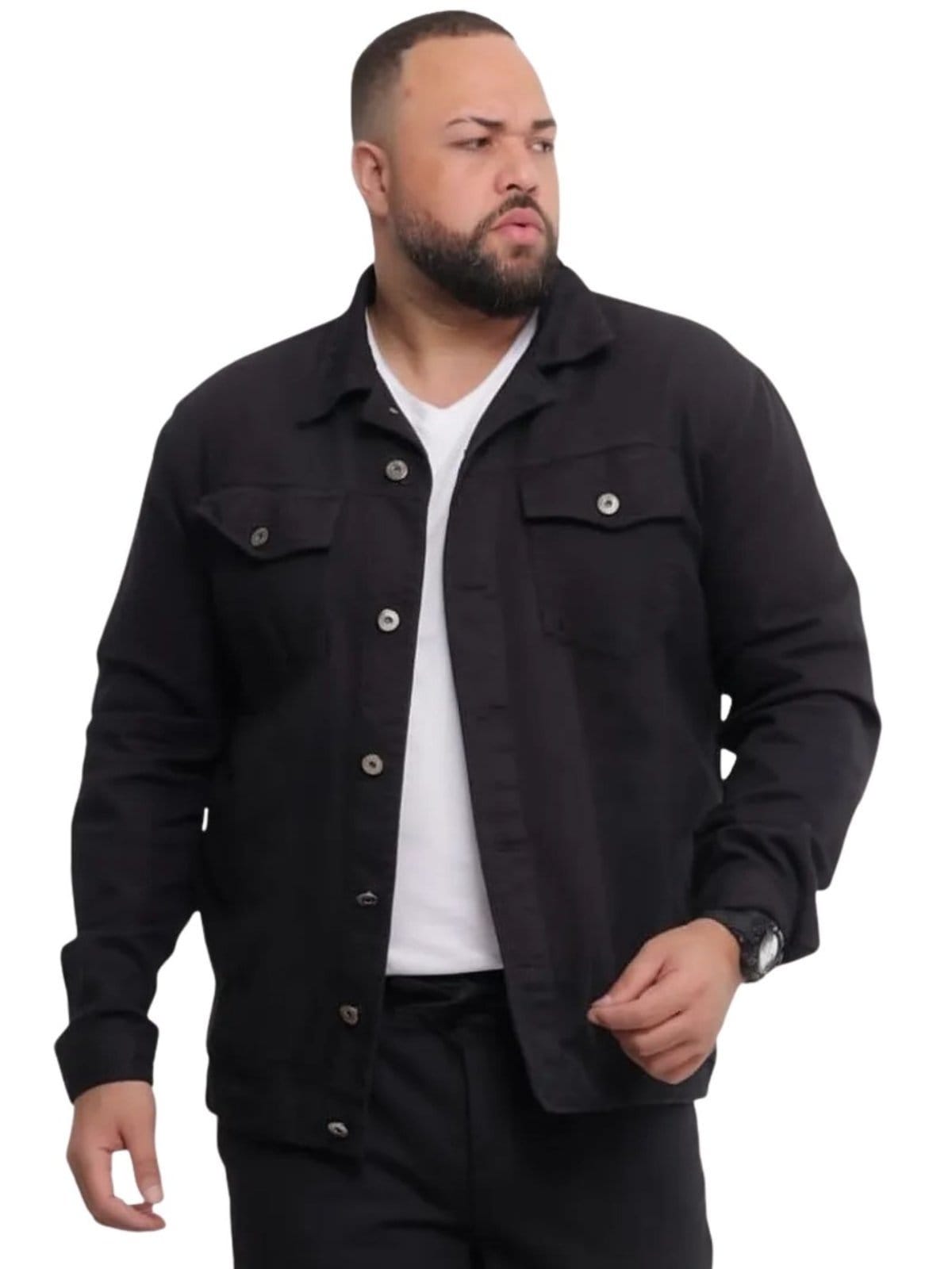Jaqueta Rafael Preta Sarja Plus Size Masculina