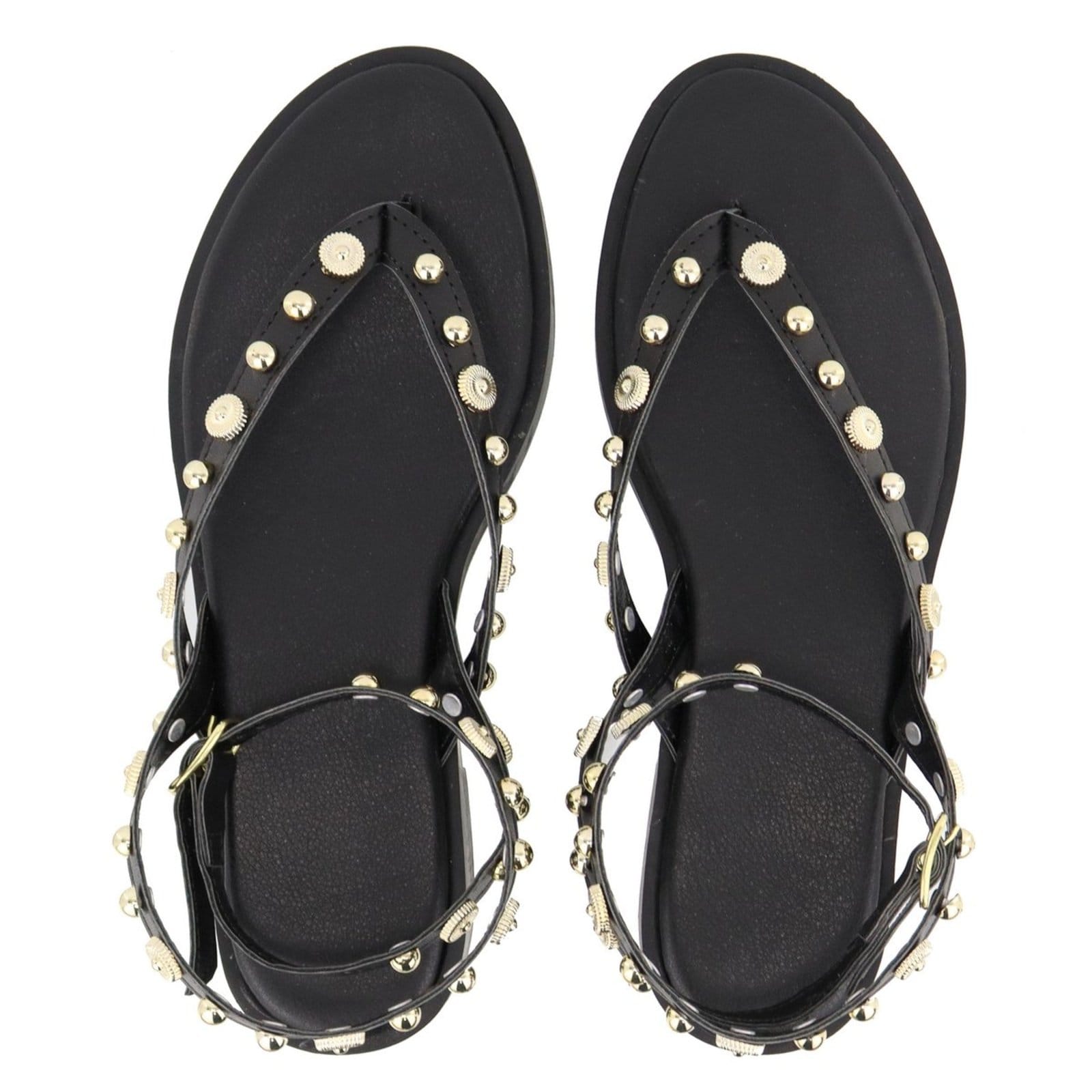 Vista 2 Rasteira Sandália Feminina Bolinhas Estilosa Lançamento Preta TELLINI STORE preto