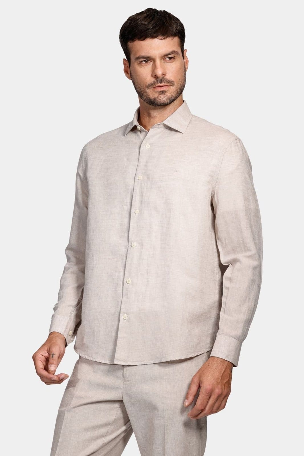 Camisa Manga Longa Move Regular Linho Algodão Martinelli Cáqui