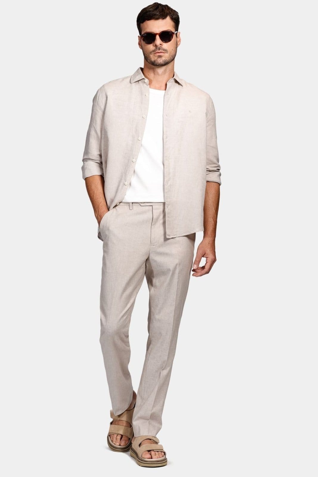 Vista 2 Camisa Manga Longa Move Regular Linho Algodão Martinelli Cáqui Aramis bege