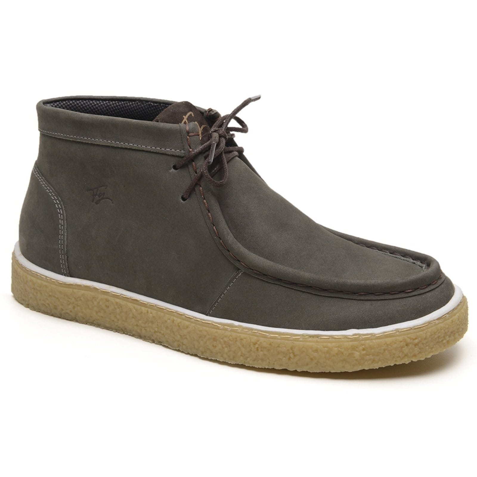 Bota Masculina Couro Legítimo Sola Crepe Estilo Vintage Rústico Leve Gray