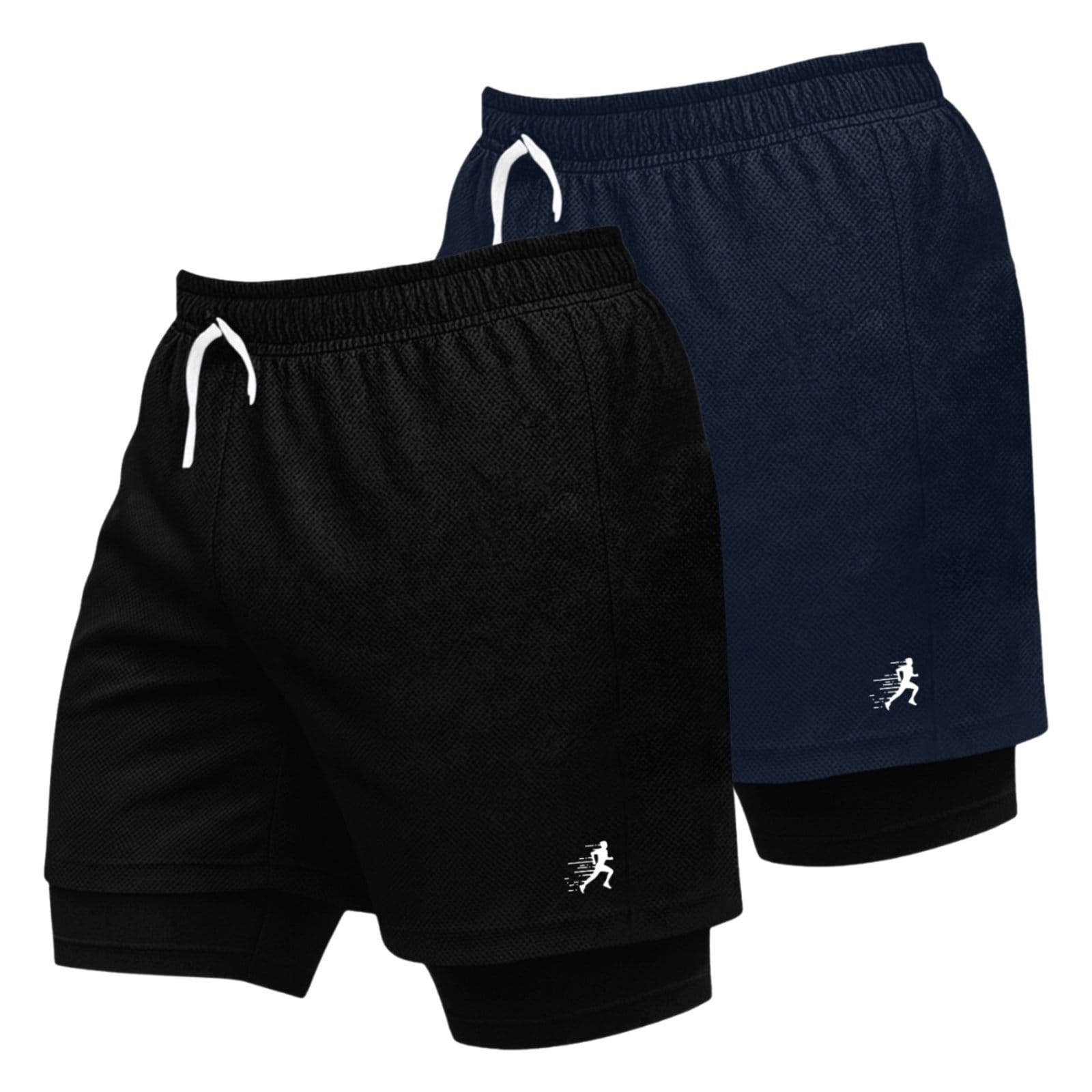 KIT 2 SHORT DRYFIT TERMICO PRETO CORRIDA BRANCO E CORRIDA BRANCO