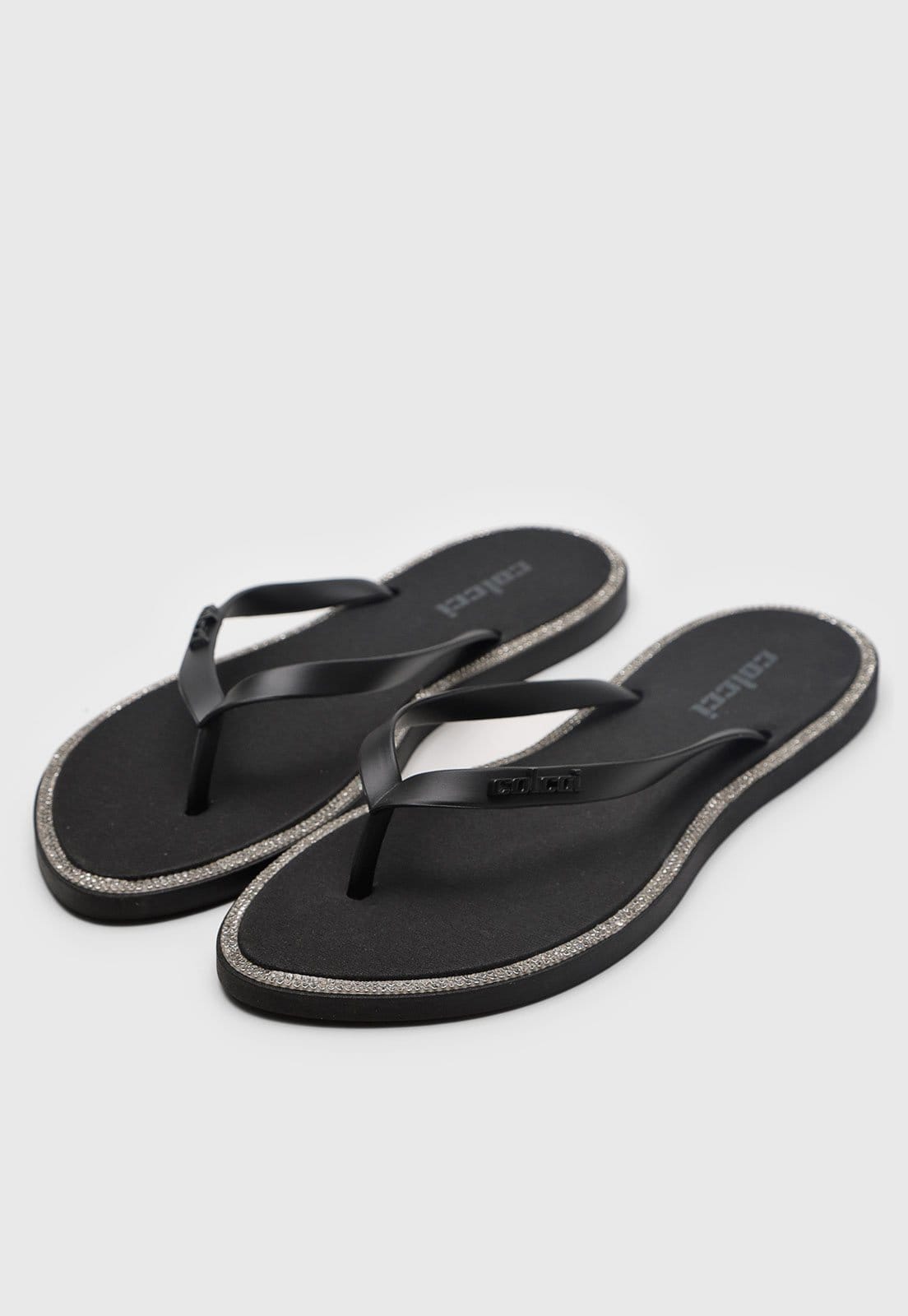 Vista 2 Chinelo Feminino Colcci Flat Logo Colcci preto