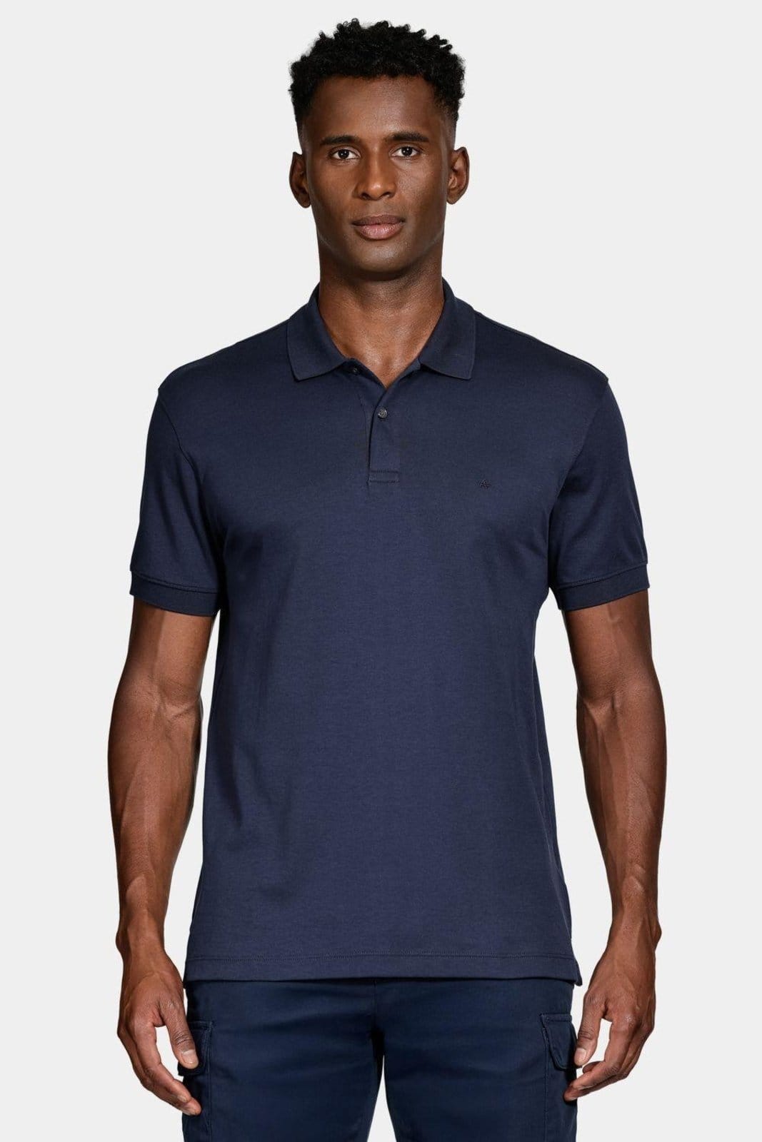 Polo Aramis Manga Curta Interlock Pima Navy