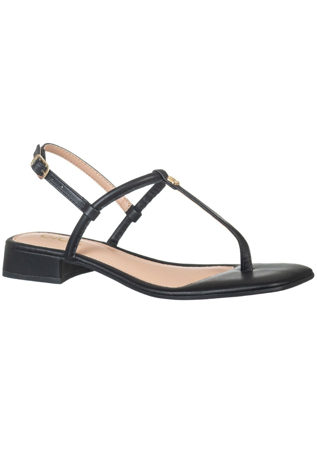 Vista 2 Sandália Feminina GiGiL Rasteira De Dedo Salto Baixo Confortável Detalhe Metalizado Gigil preto