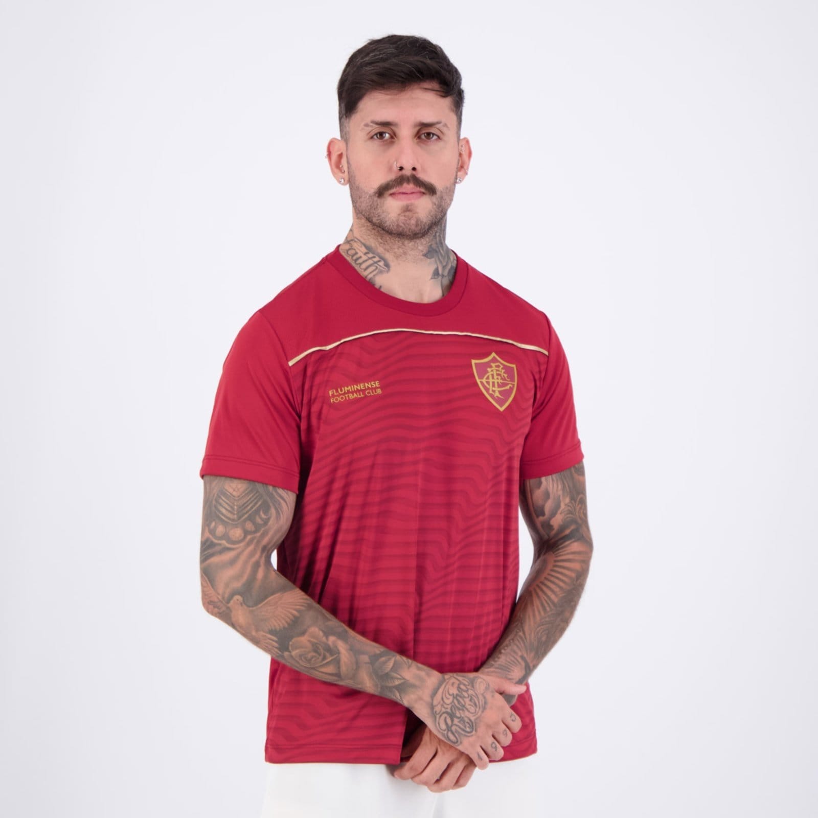 Vista 2 Camisa Fluminense Fulgor Bordô braziline vermelho