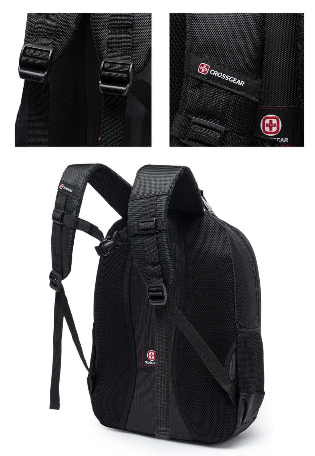 Vista 2 Mochila Trabalho Masculina Espaçosa Resistente Notebook Faculdade Crossgear preto