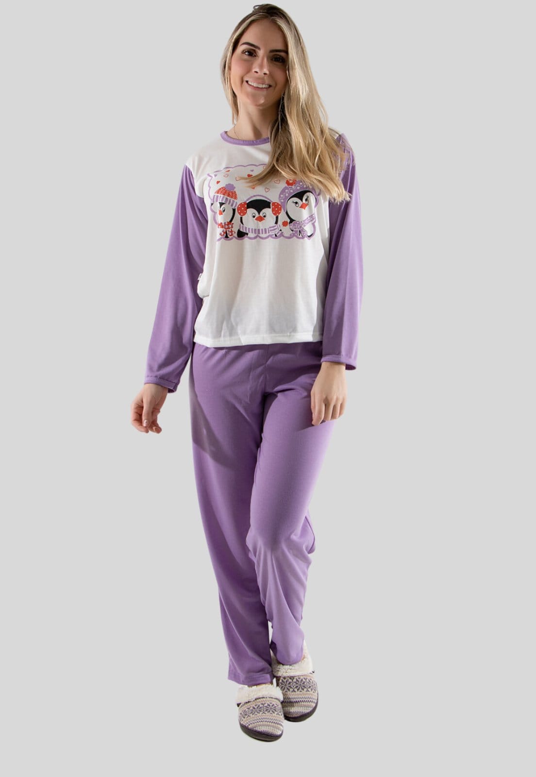 Pijama Longo Algodão Linha Noite Malha Premium