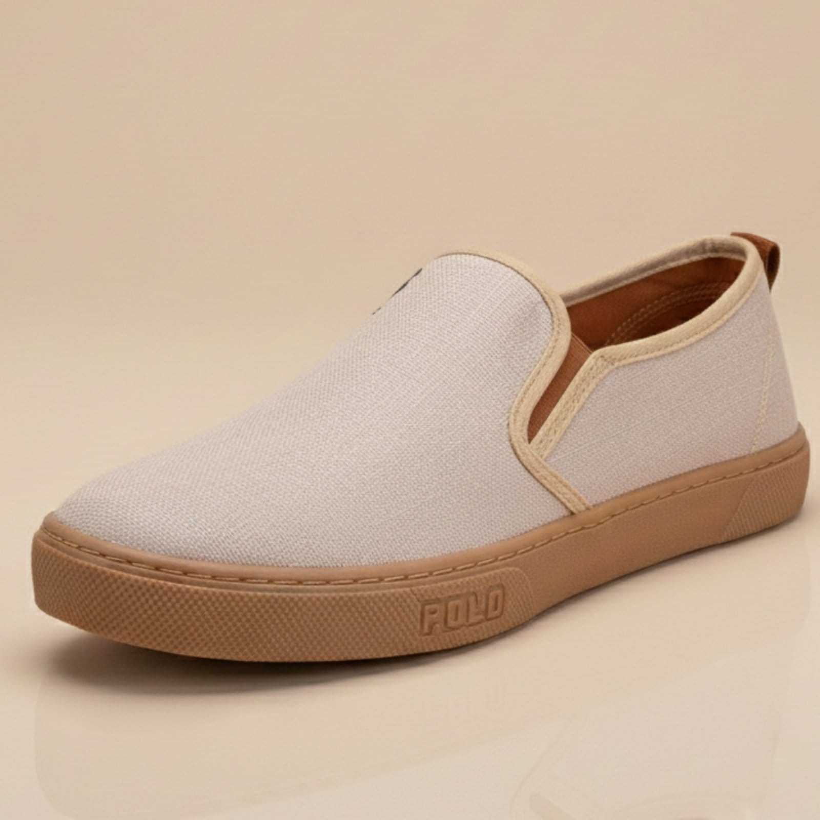 Vista 2 Tênis Masculino Casual Slip On Polo Estilo Urbano Calcie Facil Conforto Sapatofran bege/unico