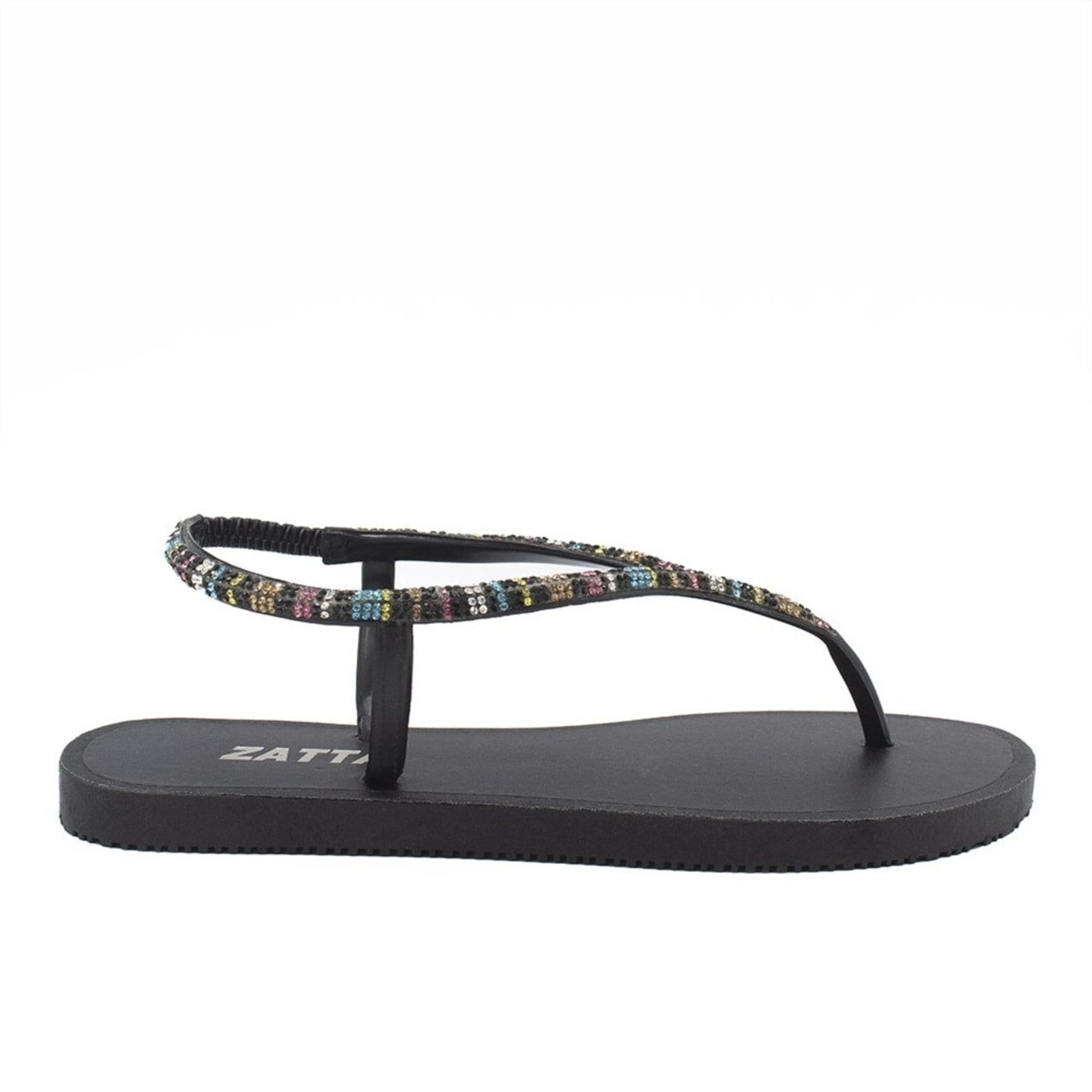 Sandália Rasteira Feminina Zatta Elástico Strass Brilho Natalia