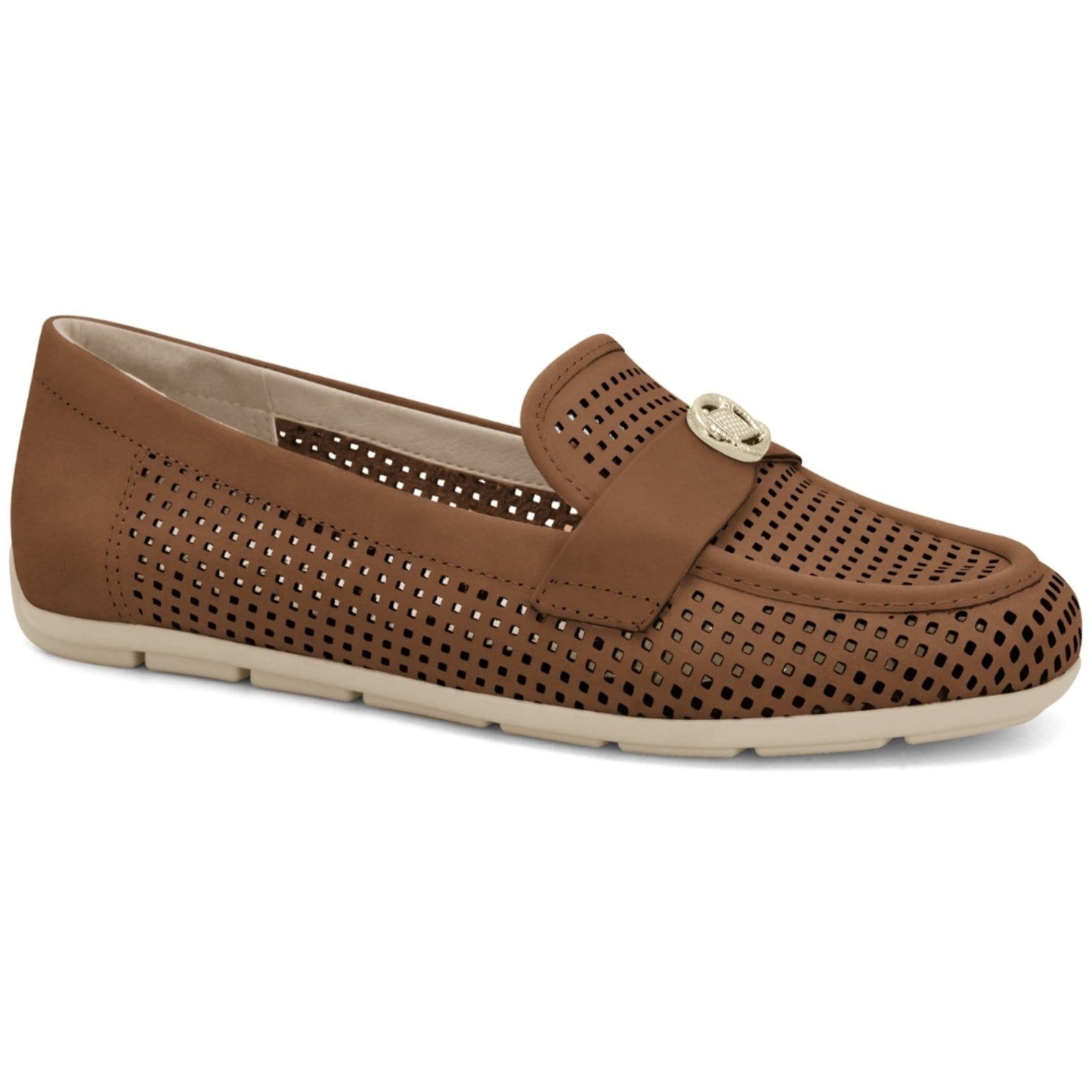 Mocassim Feminino Couro Vazado Comfortflex 2561332-2