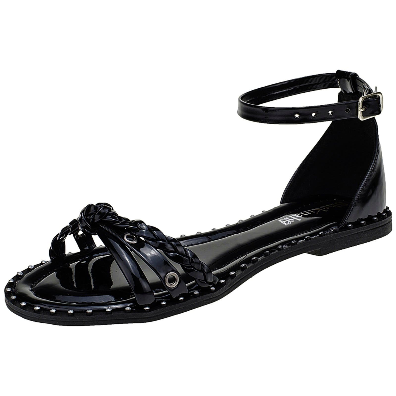 Sandália Feminina Rasteira Rasteirinha Shekinah Trançinha Sola Tacha