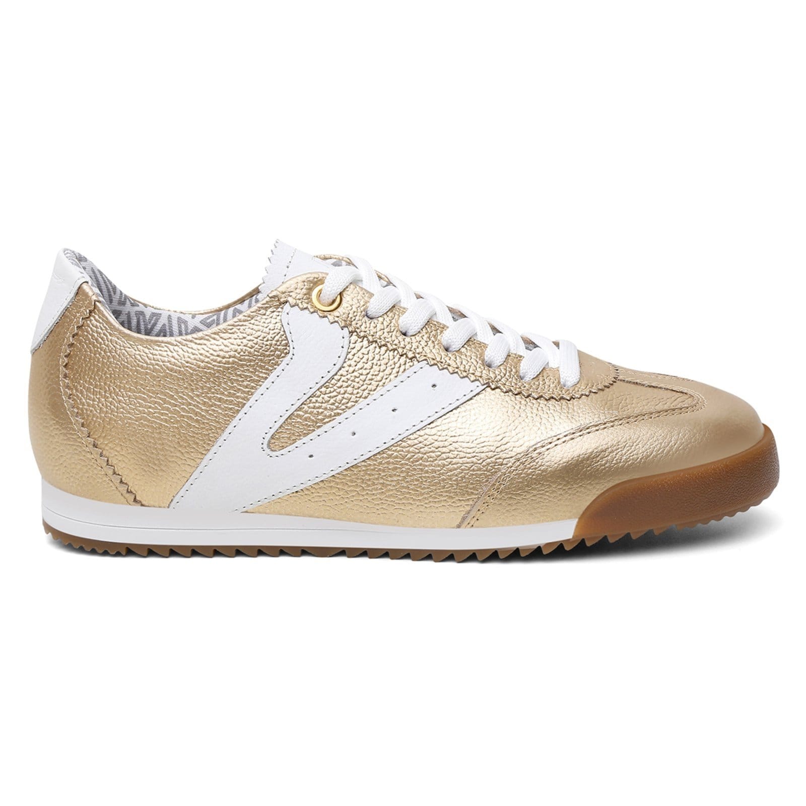 Vista 2 Kit 2 Tênis Feminino Vittal Couro Legítimo Naomi Casual Clássico Retrô OffWhite e Dourado USE VITTAL branco/dourado offwhite