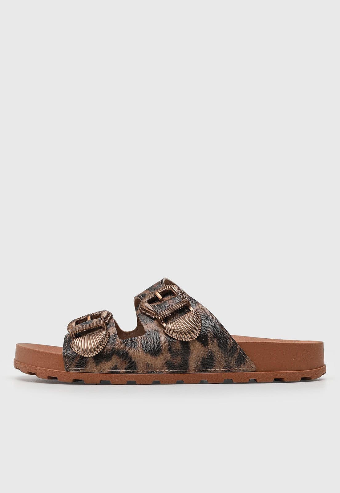 Rasteira Feminina Moleca Animal Print Preta