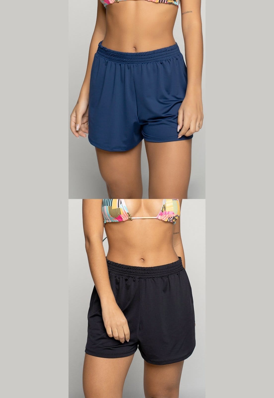 Kit 2 Short Curto Vicbela Feminino Liso Saida de Praia Tecido Proteção UV