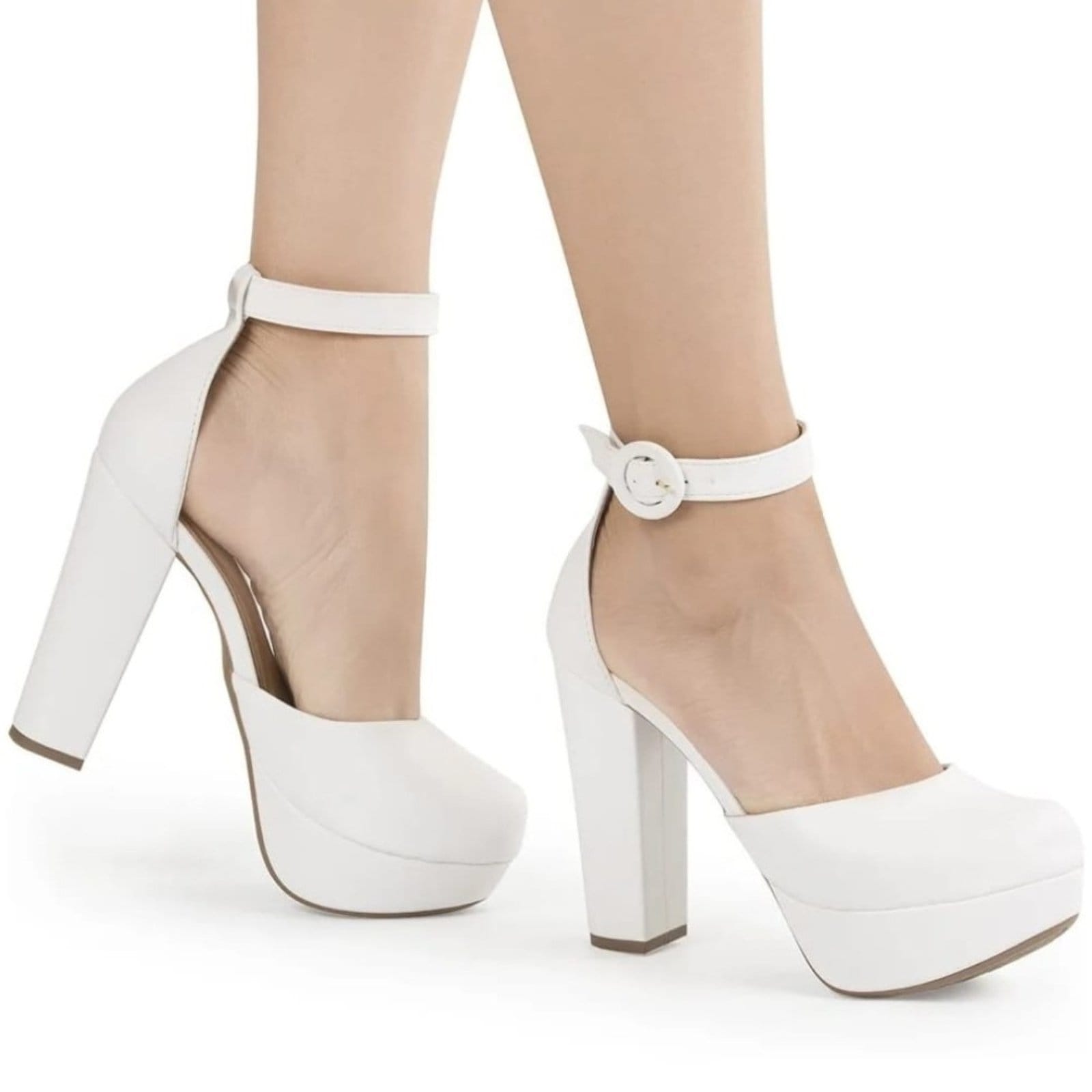 Vista 2 Sapato Boneca Modarpe Meia Pata Salto Grosso M08 Modarpe branco