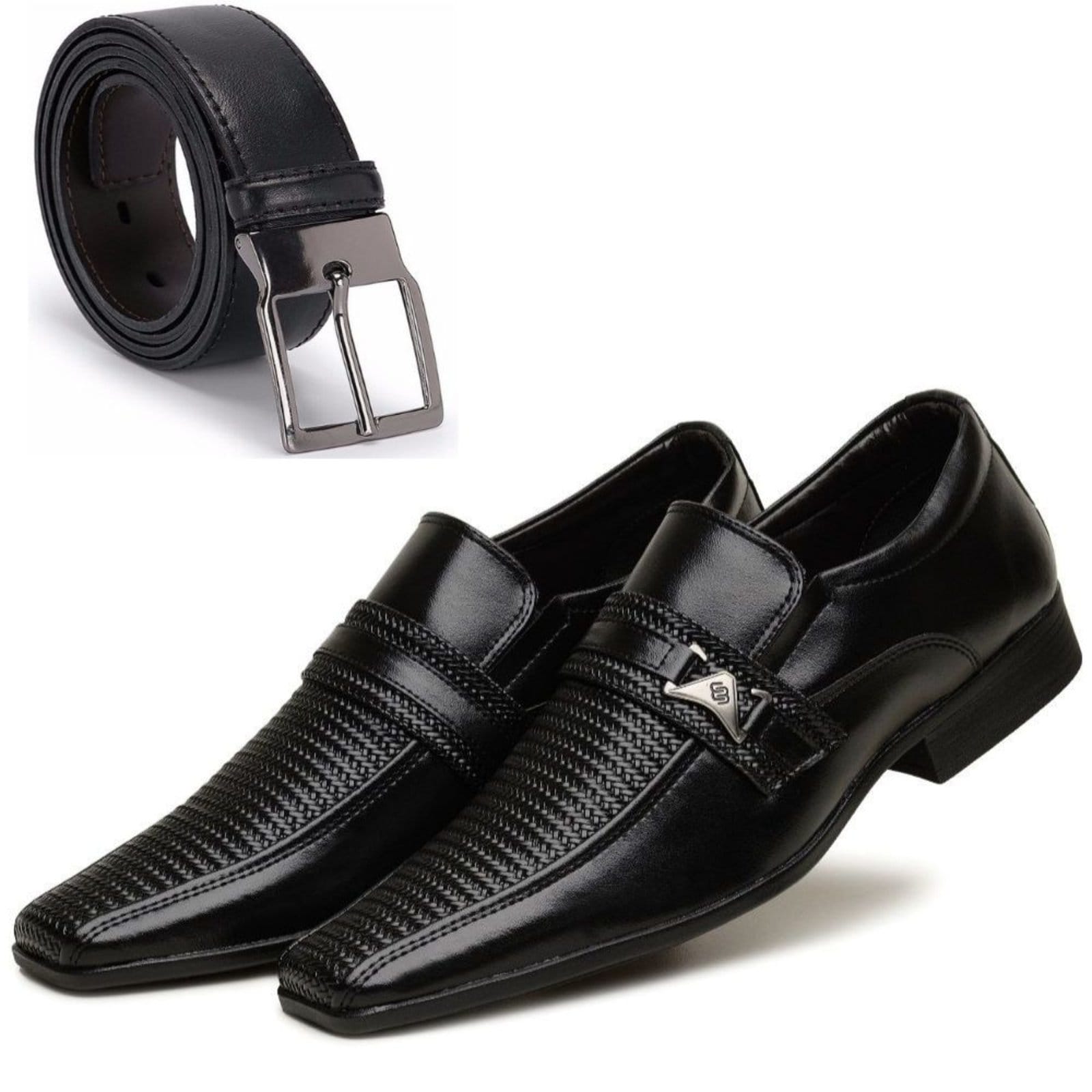 Vista principal Sapato Social Masculino com Cinto Dupla Face Yes Basic preto