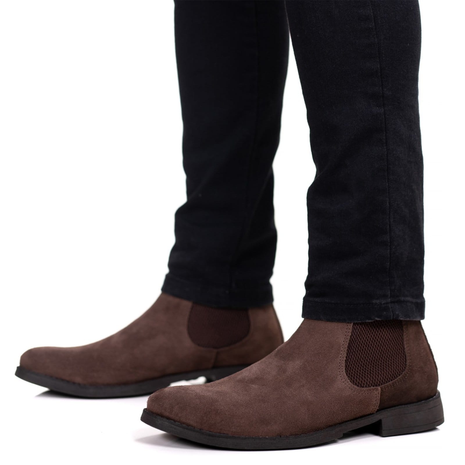 Vista 2 Bota Botina Chelsea Masculina em Couro Confortável Yes Basic café/marrom