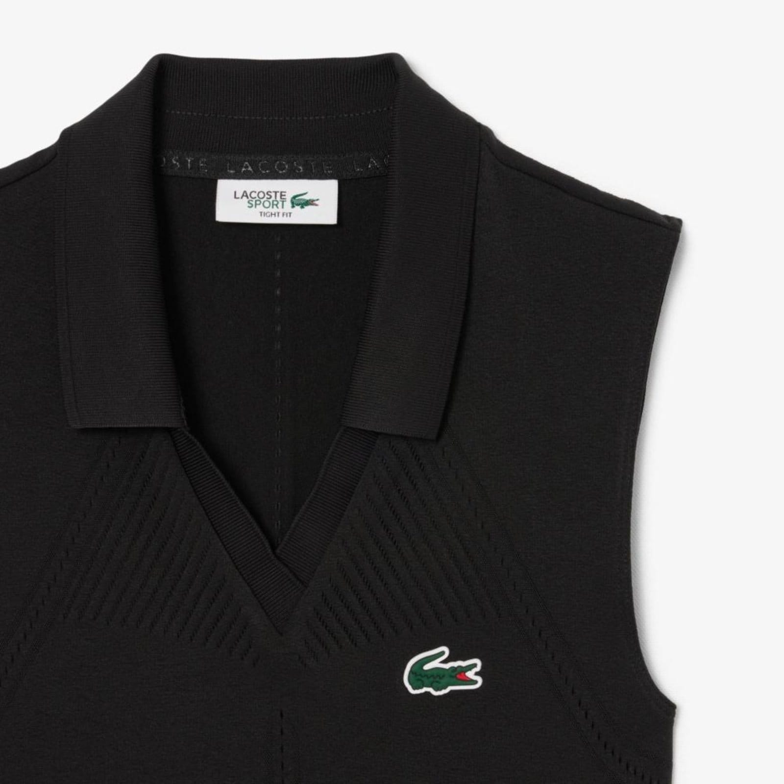Vista 2 Camisa Polo para Tênis sem Manga em Malha Elástica Lacoste preto